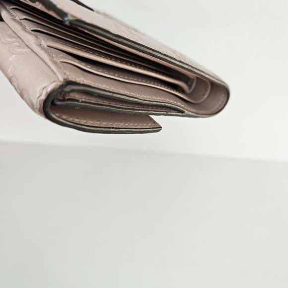 100% Authentic GUCCI GG Pattern Guccissima Bifold Wallet Leather Pink Preloved - Picture 13 of 15